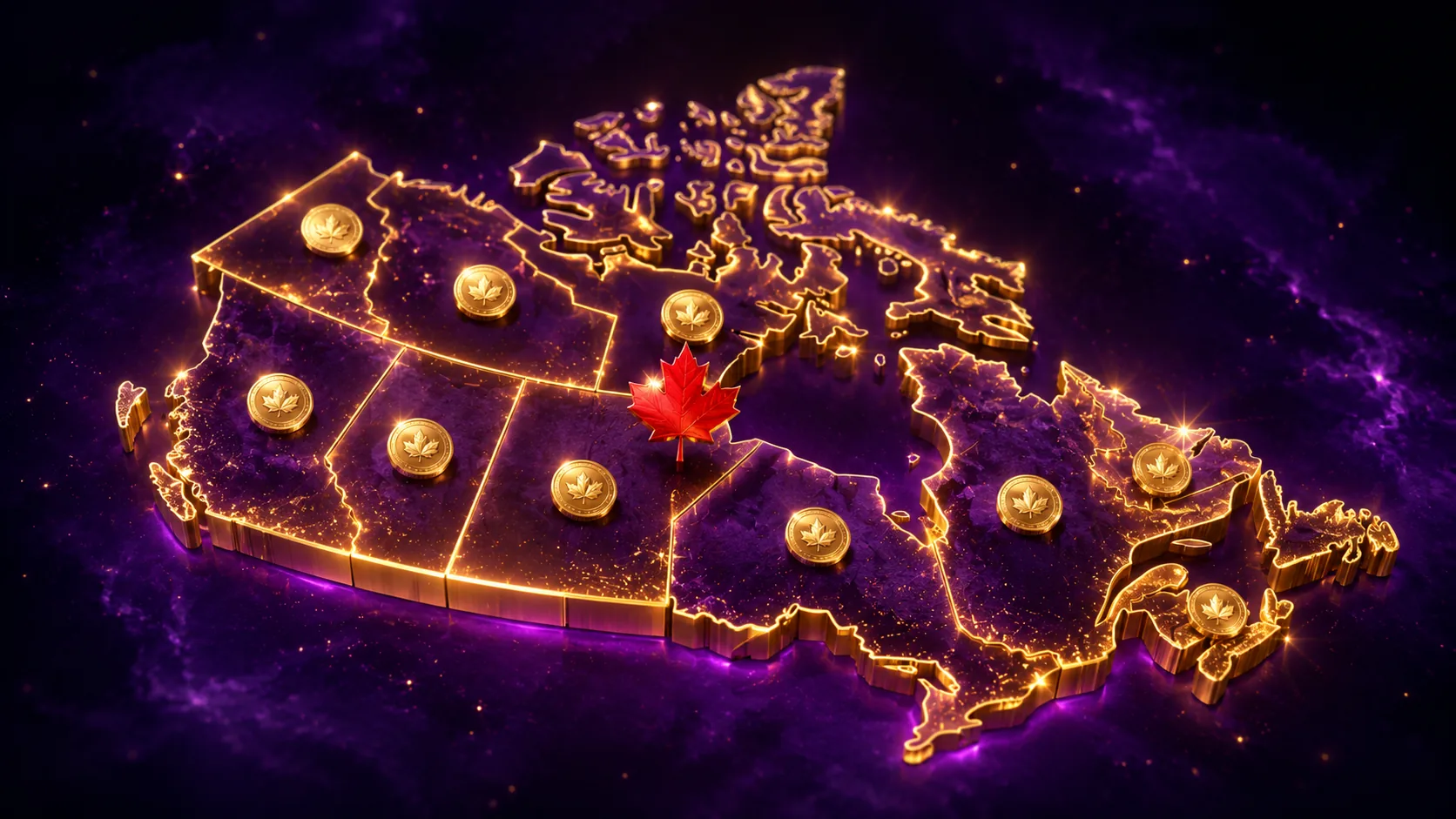 LuckyLand Slots availability across Canadian provinces map