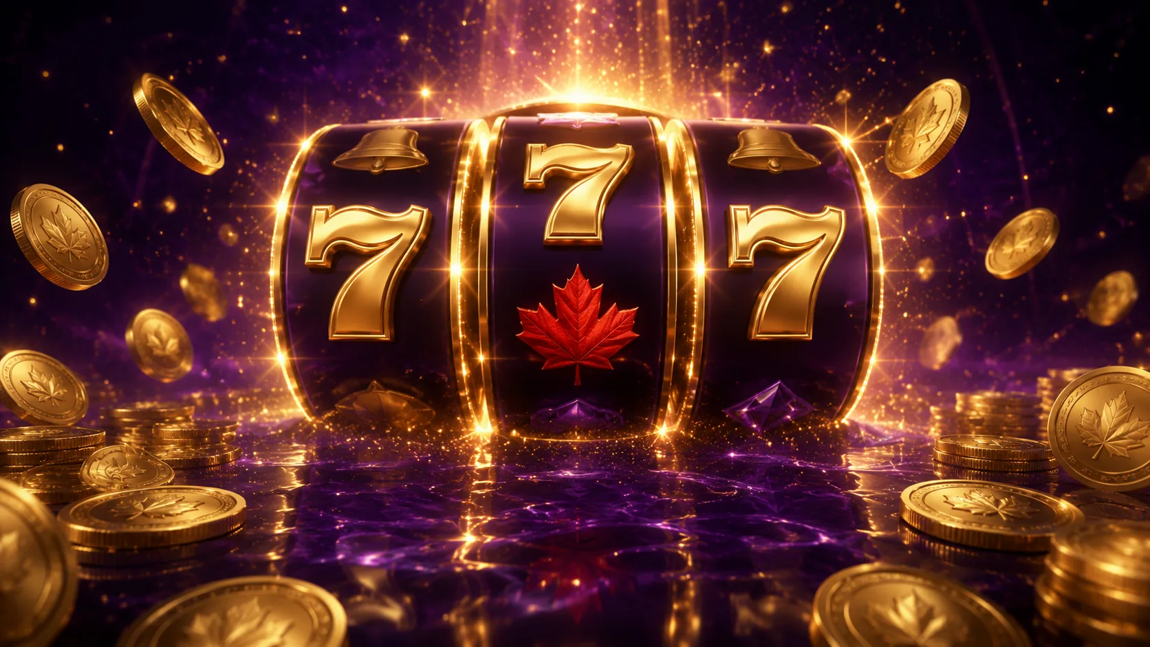 Sweeps Coins and Gold Coins side by side on a purple casino table