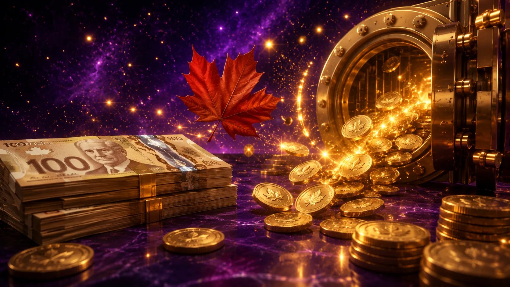 Redeem LuckyLand Sweeps Coins for Canadian cash prizes — bank vault and CAD bills